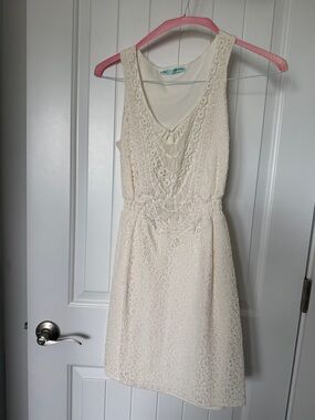 MAURICES Sleeveless Cream Lace Sundress with Crochet Bodice